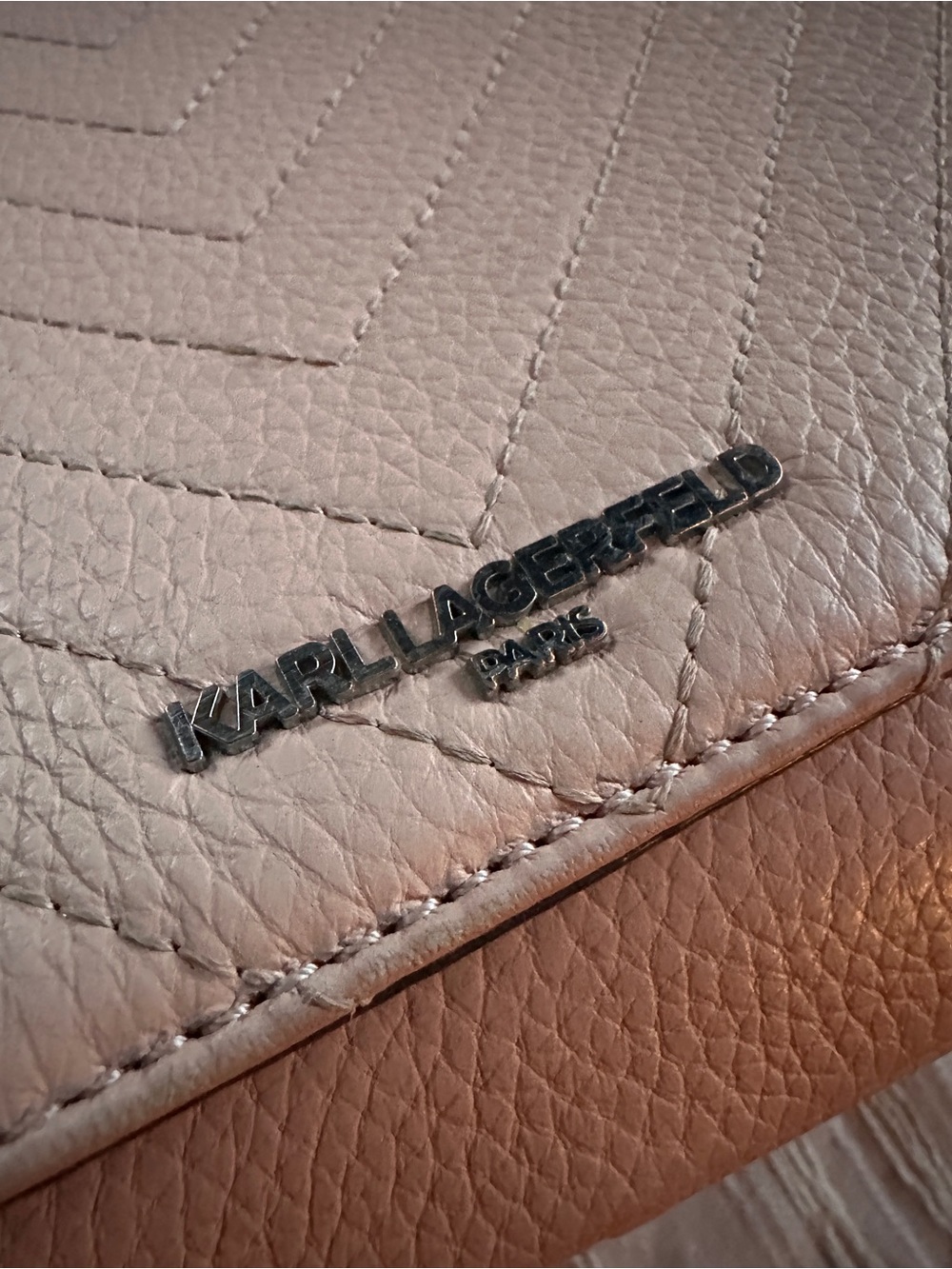 Karl Lagerfeld Paris Charlotte Quilted Chevron Shoulder Bag in Blush Pink - Picture 4 of 13